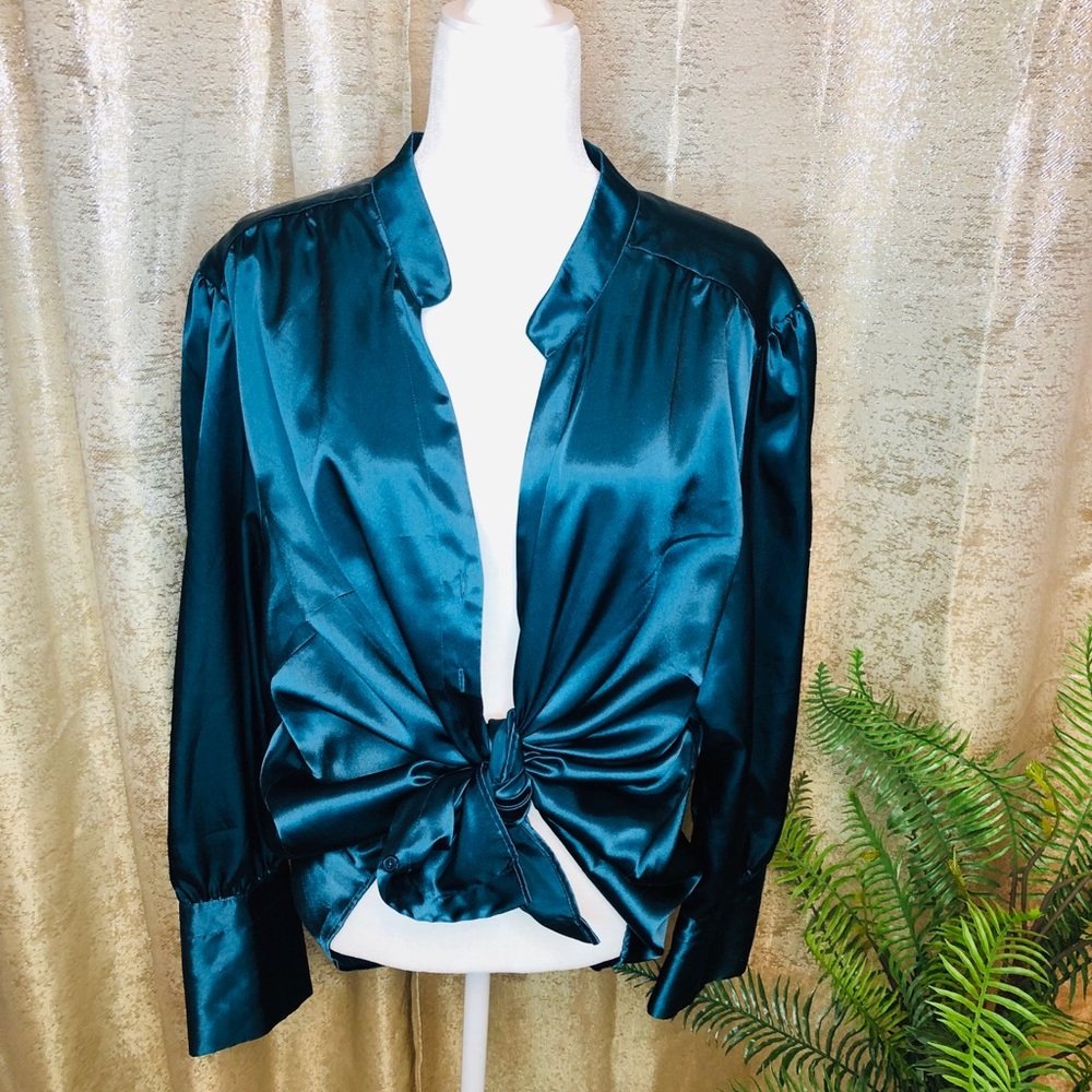 Navy blue silk blouse